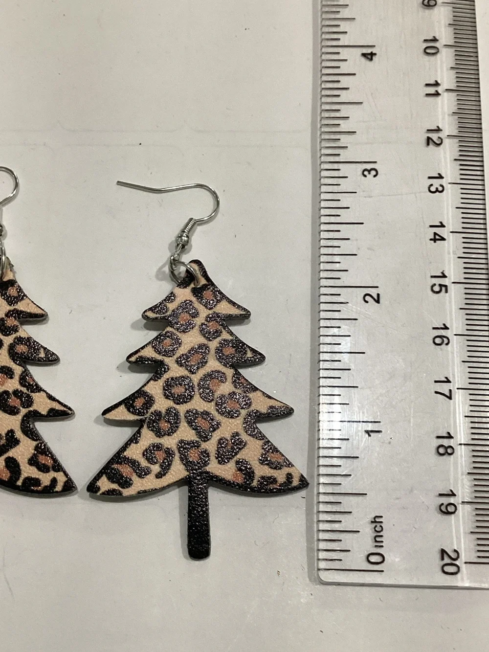 Leopard Print Tree Dangle Earrings - Pink & Black
